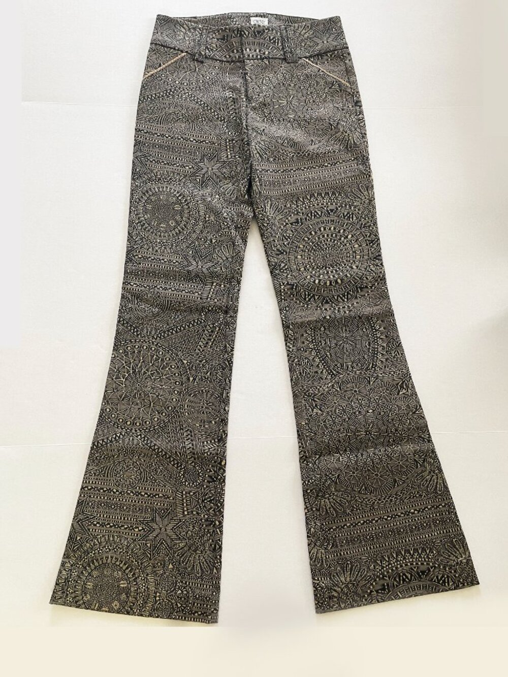Cache Vintage Textured Gold Embossed Brown Luxe Women's Pants | Size 0 | EUC - Picture 3 of 11